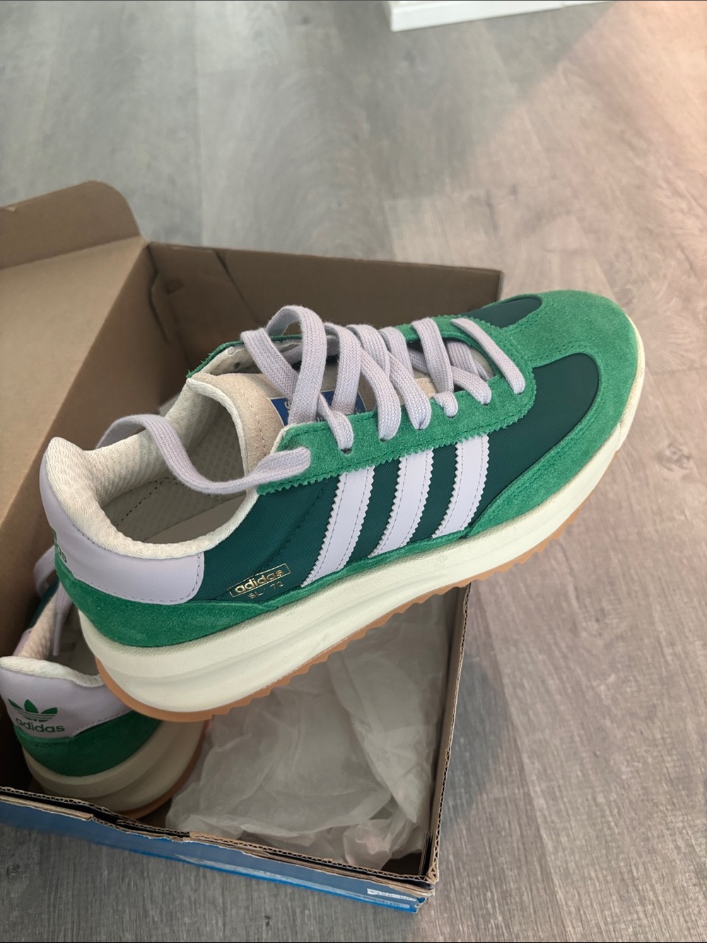 Adidas $160Green and White sneakers size 38